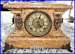 Seth Thomas Adamantine Rare Potmos Mantel Clock 8 day Chime Antique RUNS