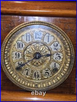 Seth Thomas Adamantine Wood CASE 4 MARBLE Column Mantle Clock BEAUTIFUL