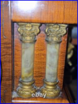 Seth Thomas Adamantine Wood CASE 4 MARBLE Column Mantle Clock BEAUTIFUL