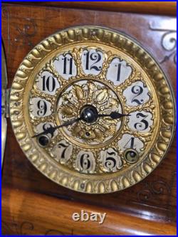 Seth Thomas Adamantine Wood CASE 4 MARBLE Column Mantle Clock BEAUTIFUL