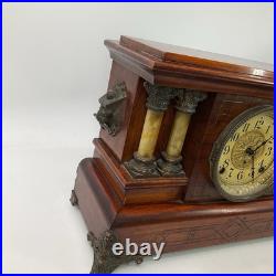Seth Thomas Adamantine Wood CASE 4 MARBLE Column Mantle Clock Working WithKey Seth Thomas Adamantine Wood CASE 4 MARBLE Column Mantle Clock Working WithKey