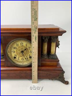 Seth Thomas Adamantine Wood CASE 4 MARBLE Column Mantle Clock Working WithKey Seth Thomas Adamantine Wood CASE 4 MARBLE Column Mantle Clock Working WithKey