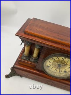 Seth Thomas Adamantine Wood CASE 4 MARBLE Column Mantle Clock Working WithKey Seth Thomas Adamantine Wood CASE 4 MARBLE Column Mantle Clock Working WithKey