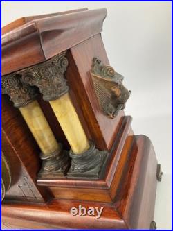 Seth Thomas Adamantine Wood CASE 4 MARBLE Column Mantle Clock Working WithKey Seth Thomas Adamantine Wood CASE 4 MARBLE Column Mantle Clock Working WithKey