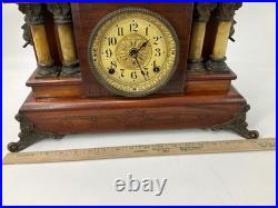 Seth Thomas Adamantine Wood CASE 4 MARBLE Column Mantle Clock Working WithKey Seth Thomas Adamantine Wood CASE 4 MARBLE Column Mantle Clock Working WithKey