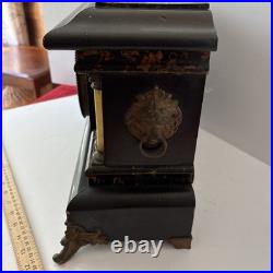 Seth Thomas Antique Adamantine 6-Pillar Mantle Clock with Lions Heads 1901 Era
