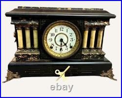 Seth Thomas Antique Adamantine CLAY Mantle Clock 1914 half hour chime Works well