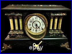 Seth Thomas Antique Adamantine CLAY Mantle Clock 1914 half hour chime Works well