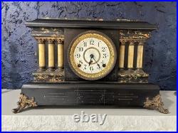 Seth Thomas Antique Adamantine CLAY Mantle Clock 1914 half hour chime Works well