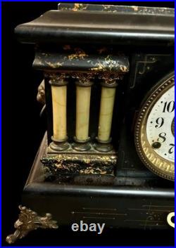 Seth Thomas Antique Adamantine CLAY Mantle Clock 1914 half hour chime Works well