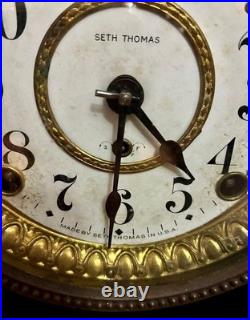Seth Thomas Antique Adamantine CLAY Mantle Clock 1914 half hour chime Works well