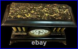 Seth Thomas Antique Adamantine CLAY Mantle Clock 1914 half hour chime Works well