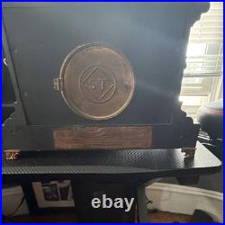 Seth Thomas Antique Black Brass Mantel Clock Mechanical Movement Pendulum