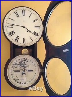 Seth Thomas Antique Double Dial Calendar Wall Clock 1876