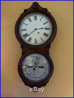 Seth Thomas Antique Double Dial Calendar Wall Clock 1876