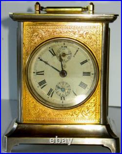 Seth Thomas Antique Joker Carriage Clock Nickel Plate Brass WithAlarm Needs TLC