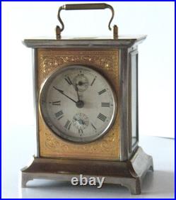 Seth Thomas Antique Joker Carriage Clock Nickel Plate Brass WithAlarm Needs TLC