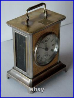 Seth Thomas Antique Joker Carriage Clock Nickel Plate Brass WithAlarm Needs TLC
