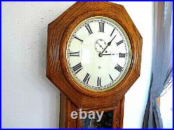 Seth Thomas Antique Regulator Solid Oak Wood Wall Regulator Clock (53 tall)