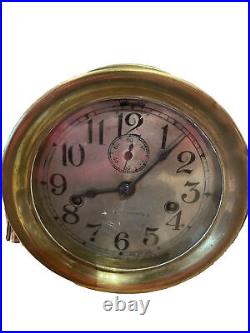 Seth Thomas Antique Ships Clock Brass Double Spring Movement 7 in Diameter