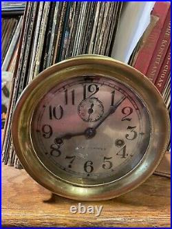 Seth Thomas Antique Ships Clock Brass Double Spring Movement 7 in Diameter
