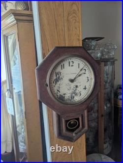 Seth Thomas Antique Wall Clock Octagon Top Working Original Dial & Pendulu