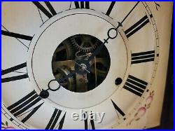 Seth Thomas Antique Wood Large Clock Plymouth Hollow Hand-painted Glass Weight
