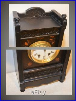 Seth Thomas Bee-1881 Antique Fine Cabinet Clock Ebonized Walnut With Bees