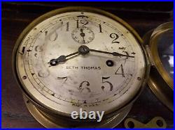 Seth Thomas Brass Outside Bell Ships Strike 8 Day Ships Clock Circa. 1910