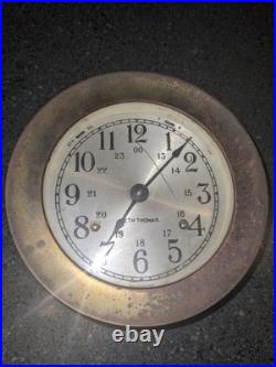 Seth Thomas Brass Ship Bell Maritime Clock Corsair W E537-000 German Movt WORKS Seth Thomas Brass Ship Bell Maritime Clock Corsair W E537-000 German Movt WORKS