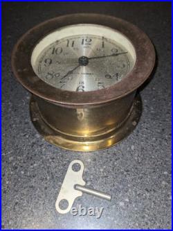 Seth Thomas Brass Ship Bell Maritime Clock Corsair W E537-000 German Movt WORKS Seth Thomas Brass Ship Bell Maritime Clock Corsair W E537-000 German Movt WORKS