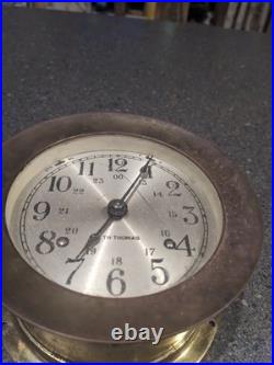 Seth Thomas Brass Ship Bell Maritime Clock Corsair W E537-000 German Movt WORKS Seth Thomas Brass Ship Bell Maritime Clock Corsair W E537-000 German Movt WORKS