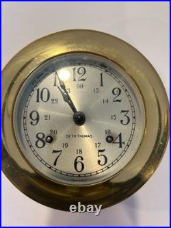 Seth Thomas Brass Ship Bell Maritime Clock Corsair W E537-000 withKey