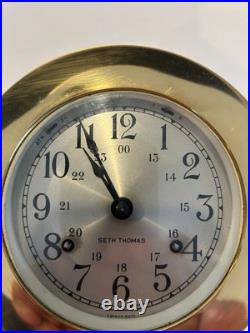 Seth Thomas Brass Ship Bell Maritime Clock Corsair W E537-000 withKey