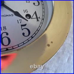 Seth Thomas Brass Ship Bell Maritime Clock Corsair W E537-000 withKey Seth Thomas Brass Ship Bell Maritime Clock Corsair W E537-000 withKey