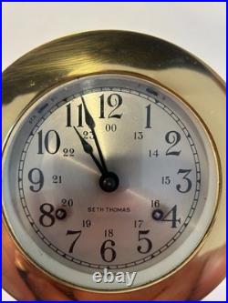 Seth Thomas Brass Ship Bell Maritime Clock Corsair W E537-000 withKey