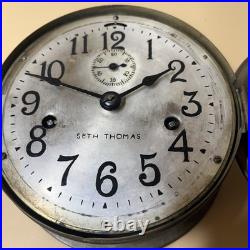 Seth Thomas Brass Ship Deck Clock Running Well, Includes A Key