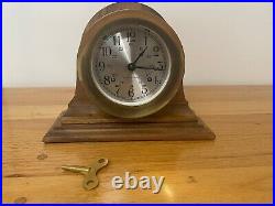 Seth Thomas Brass Ships Clock with Walnut Stand