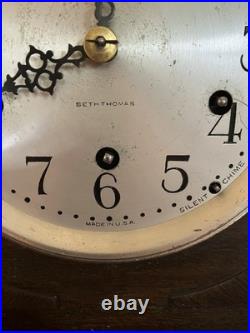 Seth Thomas Brown Wood Mahogany Analog Mantel Clock Dated 1934 With2 Keys & Chimes
