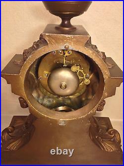 Seth Thomas Clock Bronze Look Case Jeweler Metal Face Runs and Strikes