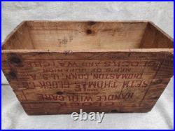 Seth Thomas Clock Co Wooden Shipping Crate Thomaston CT Antique Advertising Box