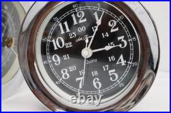 Seth Thomas Corsair Ships Clock And Weather Barometer Brass withChrome Finish