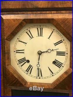 Seth Thomas Double Dial Calendar Shelf Clock. Reverse Painted Eagle. 1862 Patent