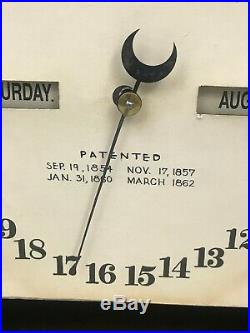 Seth Thomas Double Dial Calendar Shelf Clock. Reverse Painted Eagle. 1862 Patent
