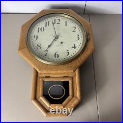 Seth Thomas Drop Regulator Octagon School House Wall Clock Circa 1917 with Key