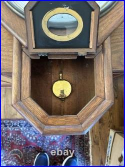 Seth Thomas Drop Regulator Octagon School House Wall Clock Circa 1917 with Key