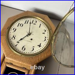 Seth Thomas Drop Regulator Octagon School House Wall Clock Circa 1917 with Key Seth Thomas Drop Regulator Octagon School House Wall Clock Circa 1917 with Key