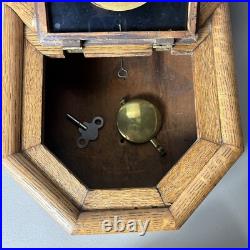 Seth Thomas Drop Regulator Octagon School House Wall Clock Circa 1917 with Key