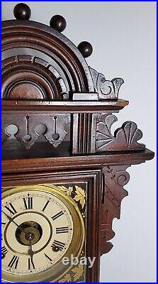 Seth Thomas Eclipse Mantel Clock Antique 8 Day Gingerbread Walnut Alarm Bell