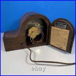 Seth Thomas Electric Mantle Shelf Clock 1930s-50s Brass Dial- Working WithChime